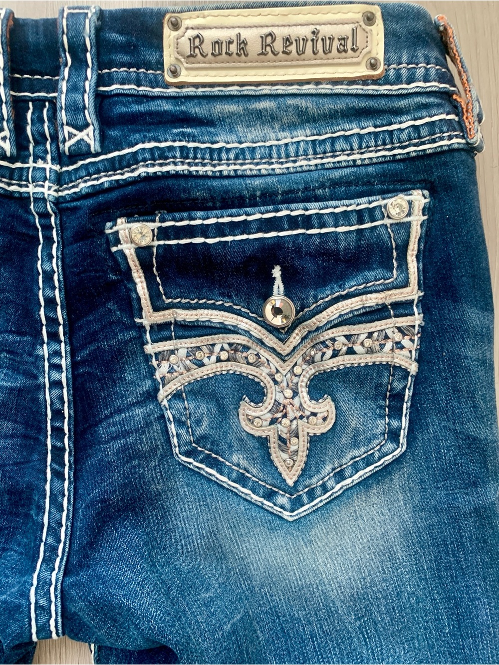 Rock Revival Shaylee Straight Women's Embellished Blue Denim Jeans